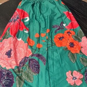 Beautiful Floral Green Pink Orange and Red Maxi Skirt